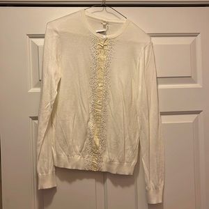 NWT Classic J. Crew Off-White French Knot Cardigan